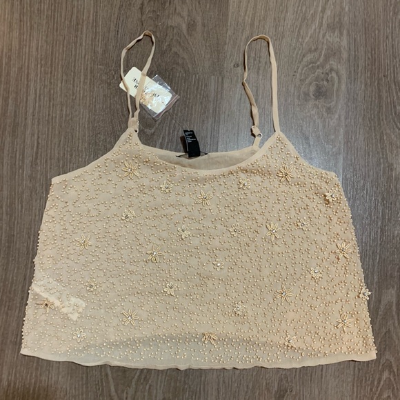 NWT Forever 21 Cropped beaded/floral detailed camisole - Picture 2 of 9